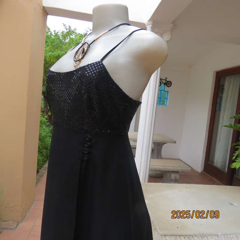 KELSO little black size 34 evening dress. Glamour bust area with straps. 2 Layer fold over bottom.
