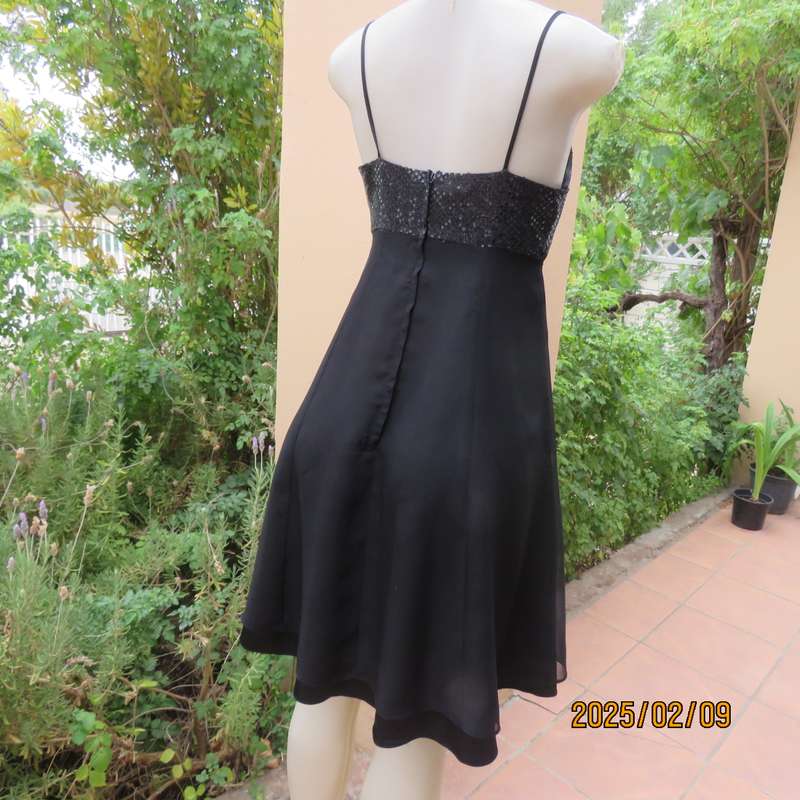 KELSO little black size 34 evening dress. Glamour bust area with straps. 2 Layer fold over bottom.