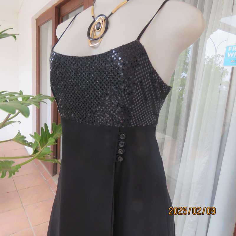 KELSO little black size 34 evening dress. Glamour bust area with straps. 2 Layer fold over bottom.