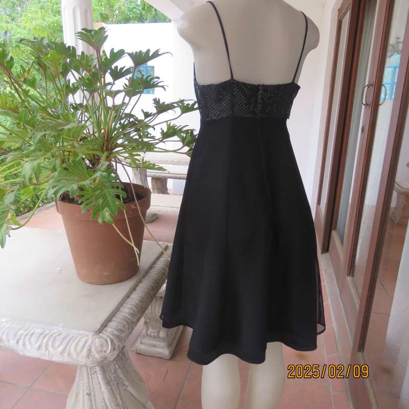 KELSO little black size 34 evening dress. Glamour bust area with straps. 2 Layer fold over bottom.