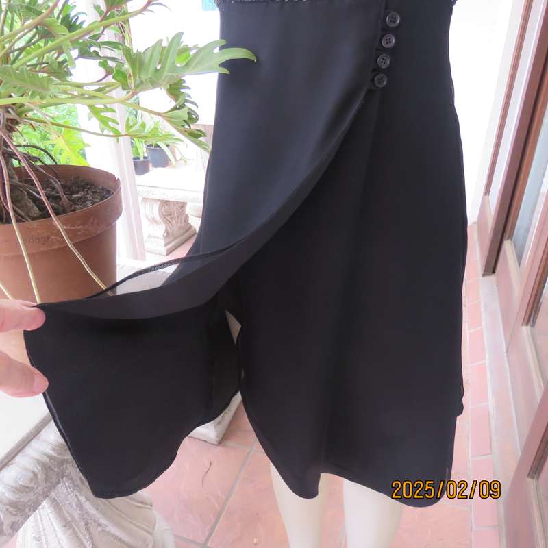 KELSO little black size 34 evening dress. Glamour bust area with straps. 2 Layer fold over bottom.