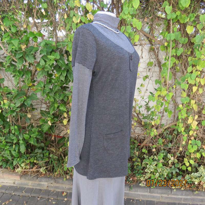 SPIRIT long grey stretch cotton long sleeve poloneck top size 36. From Ireland