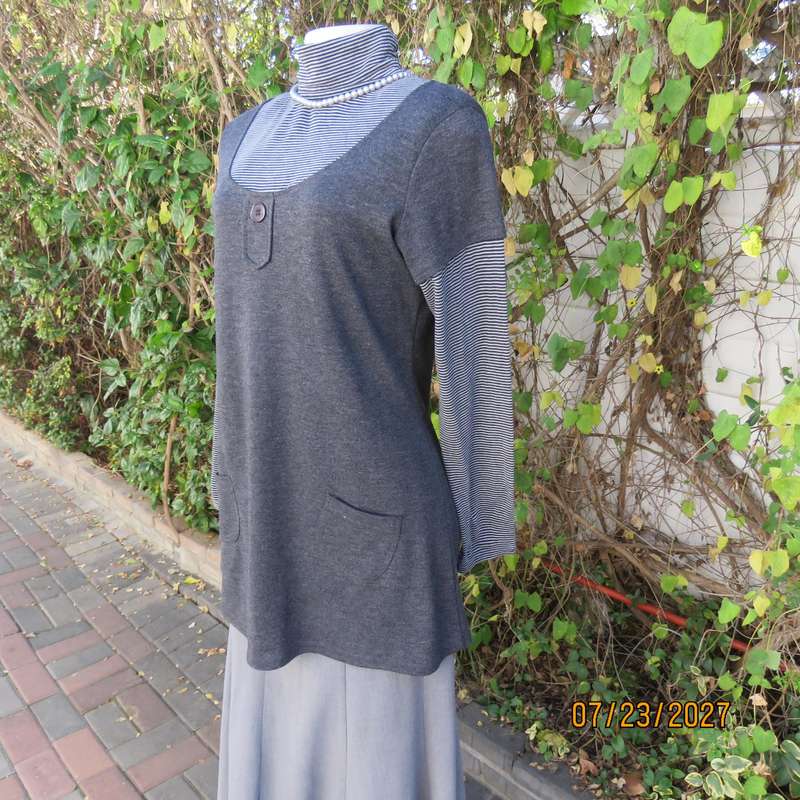 SPIRIT long grey stretch cotton long sleeve poloneck top size 36. From Ireland