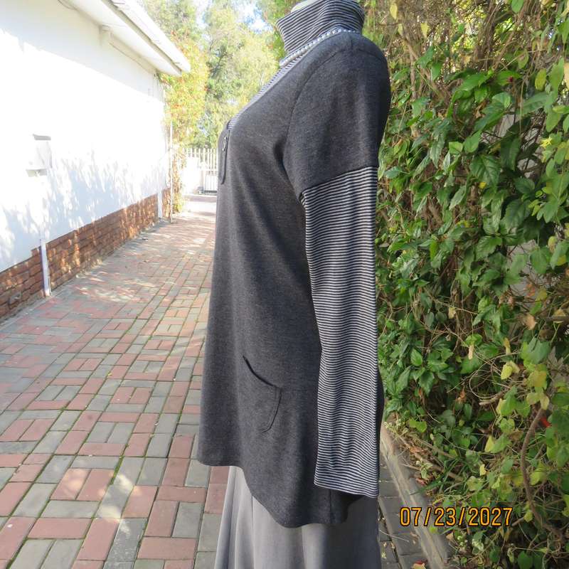 SPIRIT long grey stretch cotton long sleeve poloneck top size 36. From Ireland