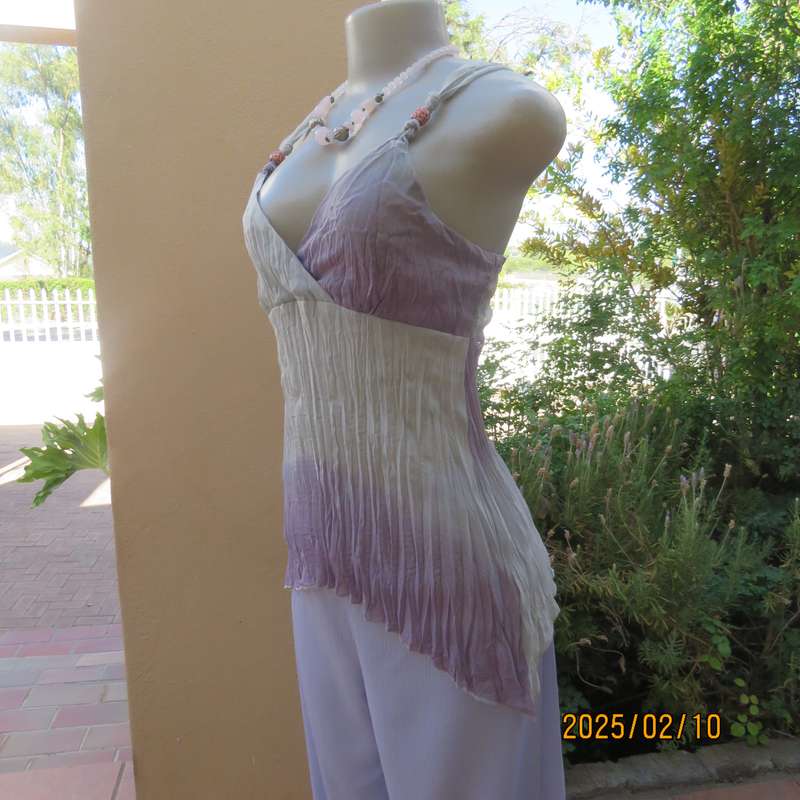 INWEAR sexy cool sheer polyester top in soft shades of lilac. Permanent pleats. Size 60. As new.
