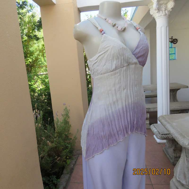 INWEAR sexy cool sheer polyester top in soft shades of lilac. Permanent pleats. Size 60. As new.