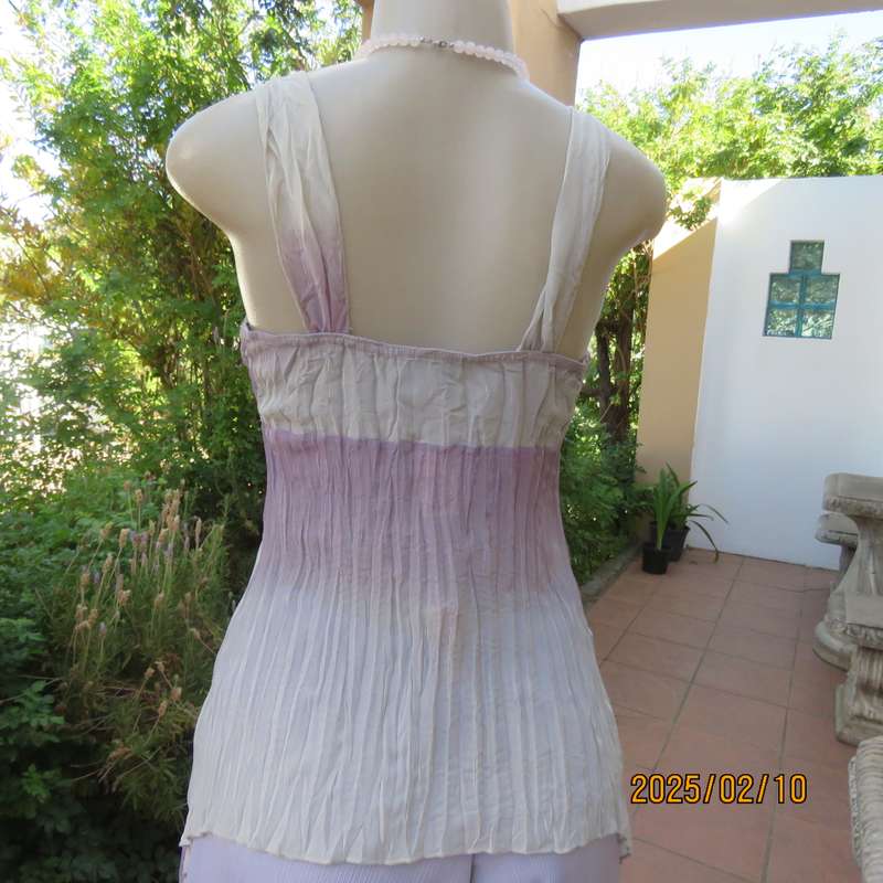 INWEAR sexy cool sheer polyester top in soft shades of lilac. Permanent pleats. Size 60. As new.