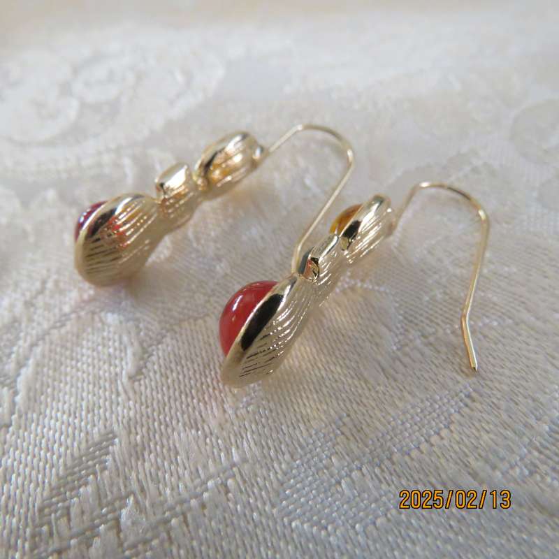 Pair colourful earrings with golden backing. Length 2.5cm. New item.