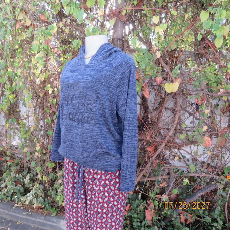 Blue mottled hooded polyester-rayon stretch sweatshirt with logo. B FIX size 38