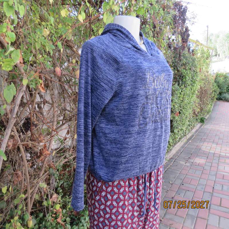 Blue mottled hooded polyester-rayon stretch sweatshirt with logo. B FIX size 38