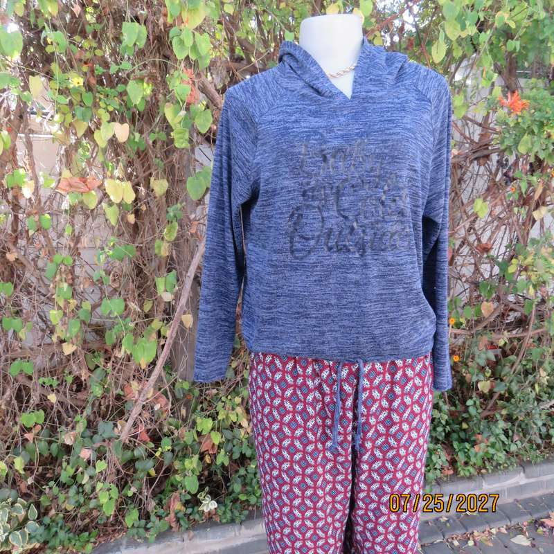 Blue mottled hooded polyester-rayon stretch sweatshirt with logo. B FIX size 38