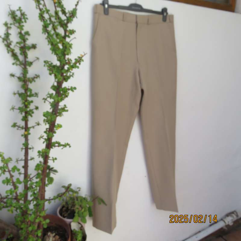 BRONZINI men's rich cream textured 100% polyester pants. Size 36. Size and 1 back pocket. As new