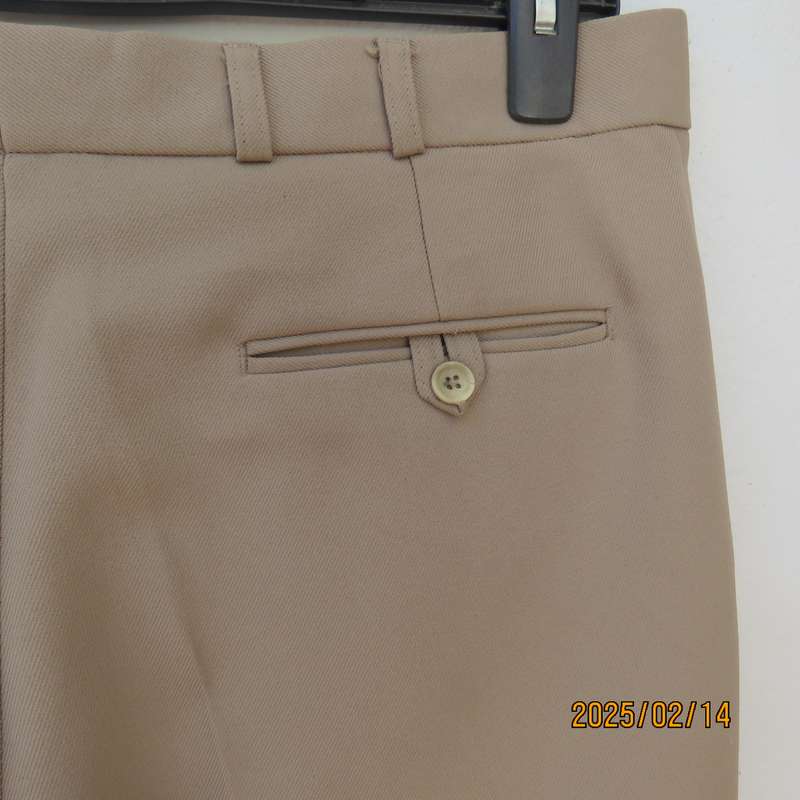 BRONZINI men's rich cream textured 100% polyester pants. Size 36. Size and 1 back pocket. As new