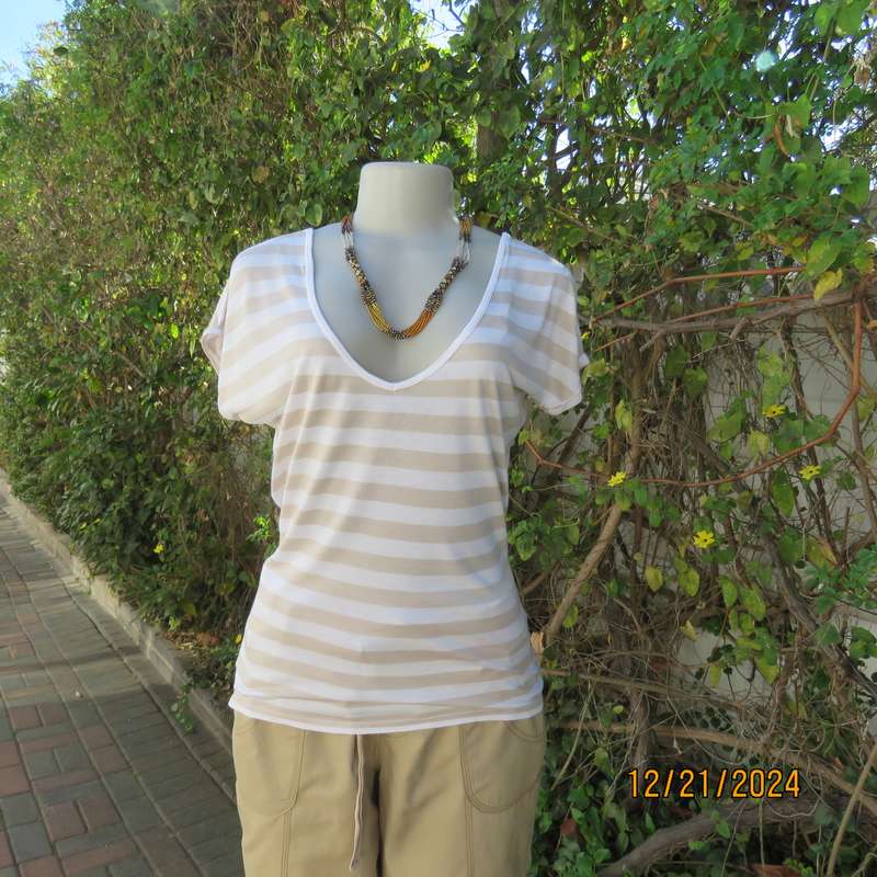 Best quality SASCH from Italy cool summer horizontal beige/white striped top.Size 37. As new.