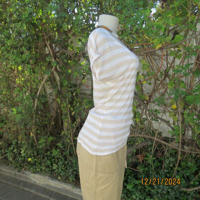 Best quality SASCH from Italy cool summer horizontal beige/white striped top.Size 37. As new.