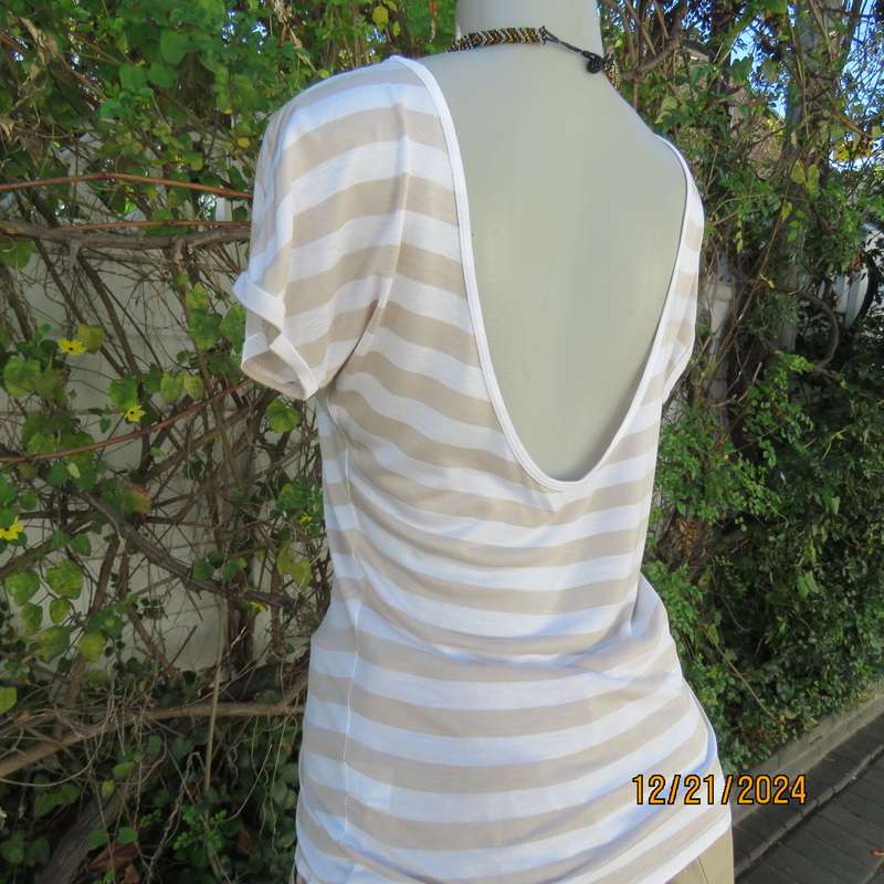 Best quality SASCH from Italy cool summer horizontal beige/white striped top.Size 37. As new.