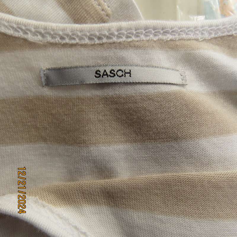 Best quality SASCH from Italy cool summer horizontal beige/white striped top.Size 37. As new.