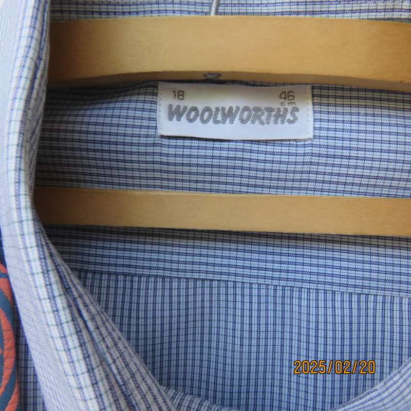 Handsome men's Size 3XL WOOLWORTHS long sleeve blue-white stripe shirt. Polycotton. Free tie