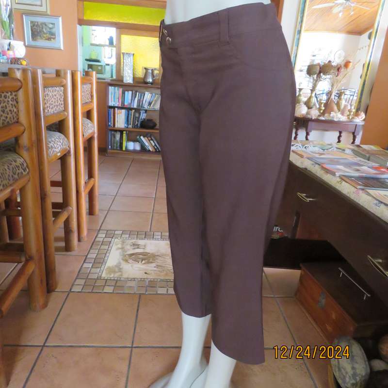 Versatile choc brown stretch polyester cropped pants size 38 by MASSUMI. Dummy pockets.As new.