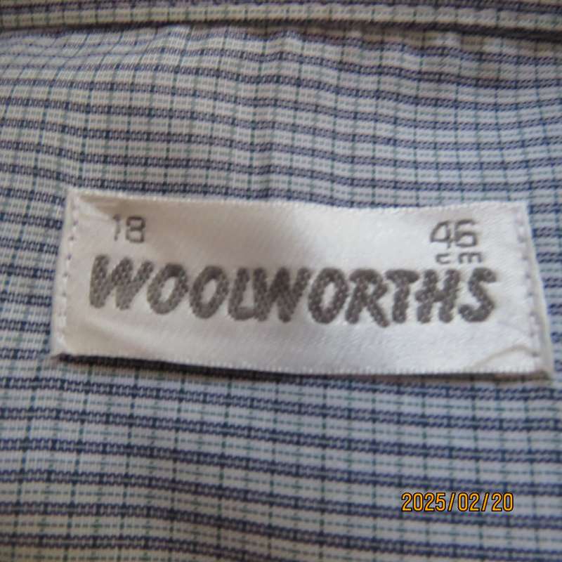 Handsome men's Size 3XL WOOLWORTHS long sleeve blue-white stripe shirt. Polycotton. Free tie
