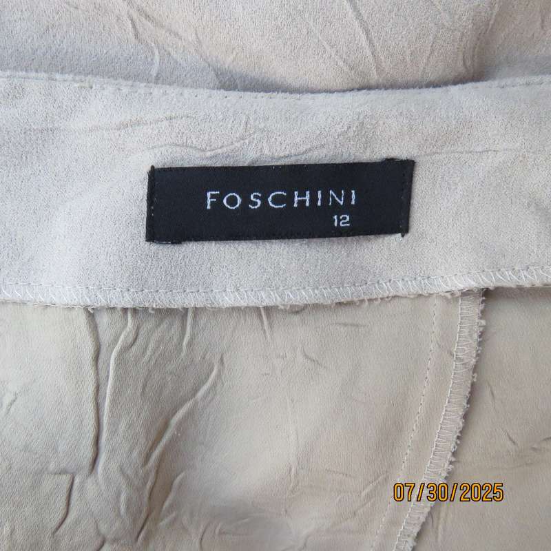 FOSHINI ecru colour textured polyester unique paneled skirt size 36