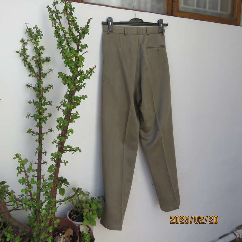 Men's SIGNATURE dark beige polyester pants size 29. Pleated front. Side pockets-one back. Very good