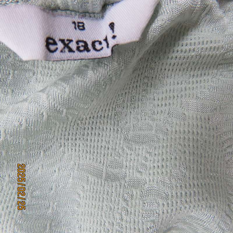 Fabulous pale mint green EXACT size 40 long sleeve slip over top in stretch textured polyester.