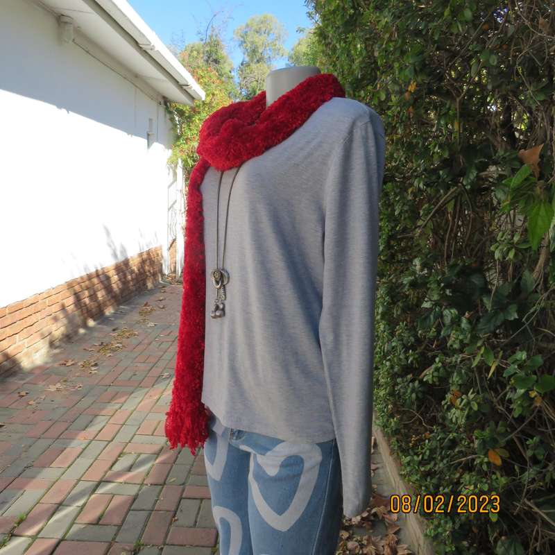 Silver grey plain long sleeve slip over size 38 top in stretch cotton.