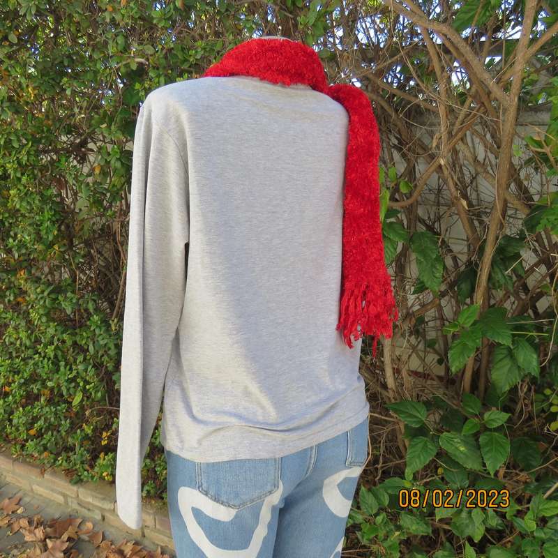 Silver grey plain long sleeve slip over size 38 top in stretch cotton.