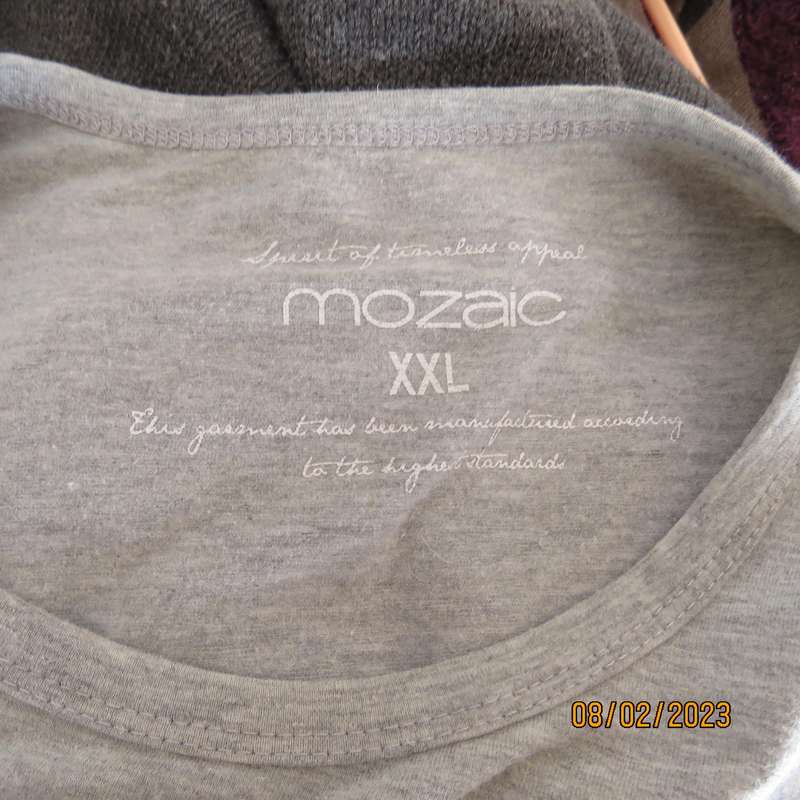 Silver grey plain long sleeve slip over size 38 top in stretch cotton.