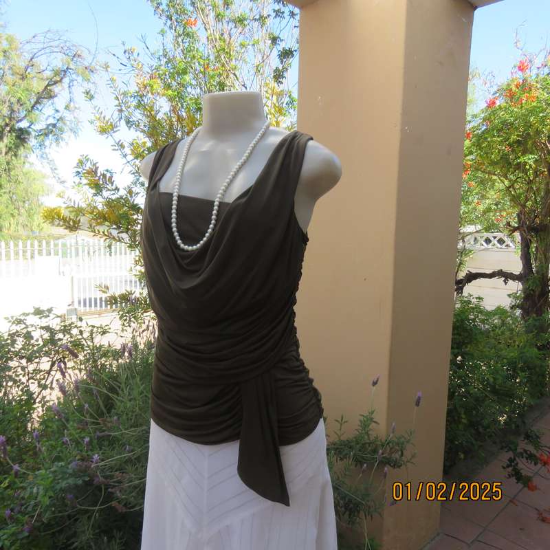 The ultimate in style! Army green draped and gathered summer top. Size 38 by COAST Australia.As new