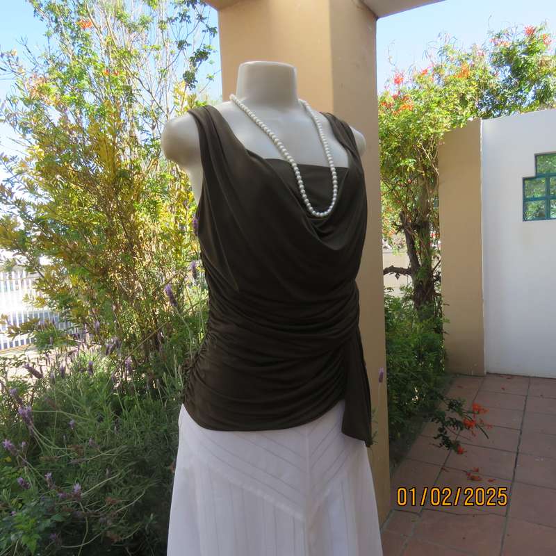 The ultimate in style! Army green draped and gathered summer top. Size 38 by COAST Australia.As new