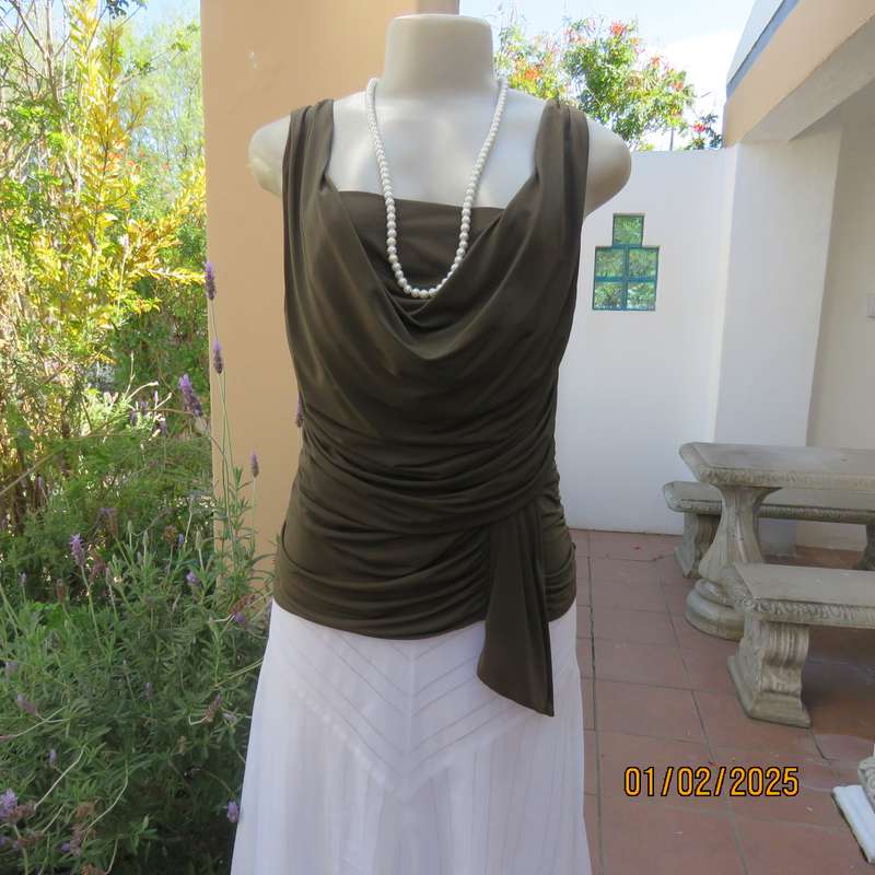 The ultimate in style! Army green draped and gathered summer top. Size 38 by COAST Australia.As new