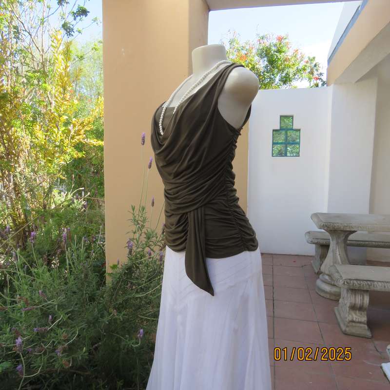 The ultimate in style! Army green draped and gathered summer top. Size 38 by COAST Australia.As new