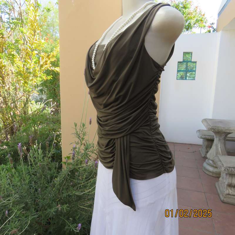 The ultimate in style! Army green draped and gathered summer top. Size 38 by COAST Australia.As new