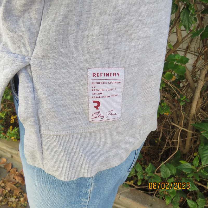 REFINERY warm long sleeve light grey slip over cotton-viscose size 40 top.