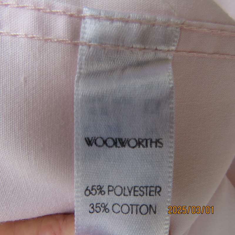 Handsome men's long sleeve polycotton rose pink shirt. Free matching tie. Size XXL by WOOLWORTHS.