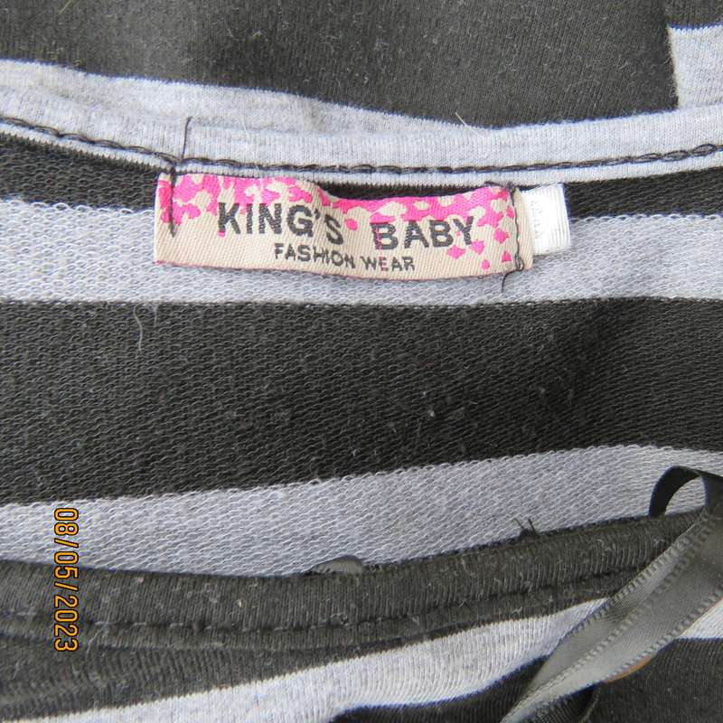 Black and silvergrey horizontal striped shift cotton stretch dress size 36