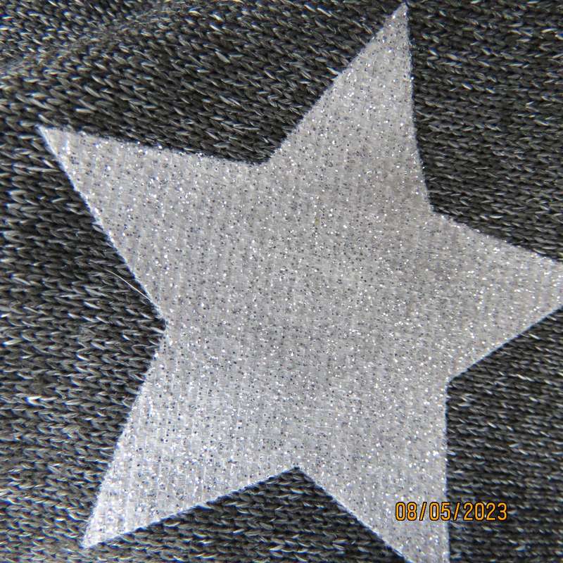 FRIENDS Inc. grey mottled long sleeve dress with 5 silver stars. Girl 9 to 10 years.