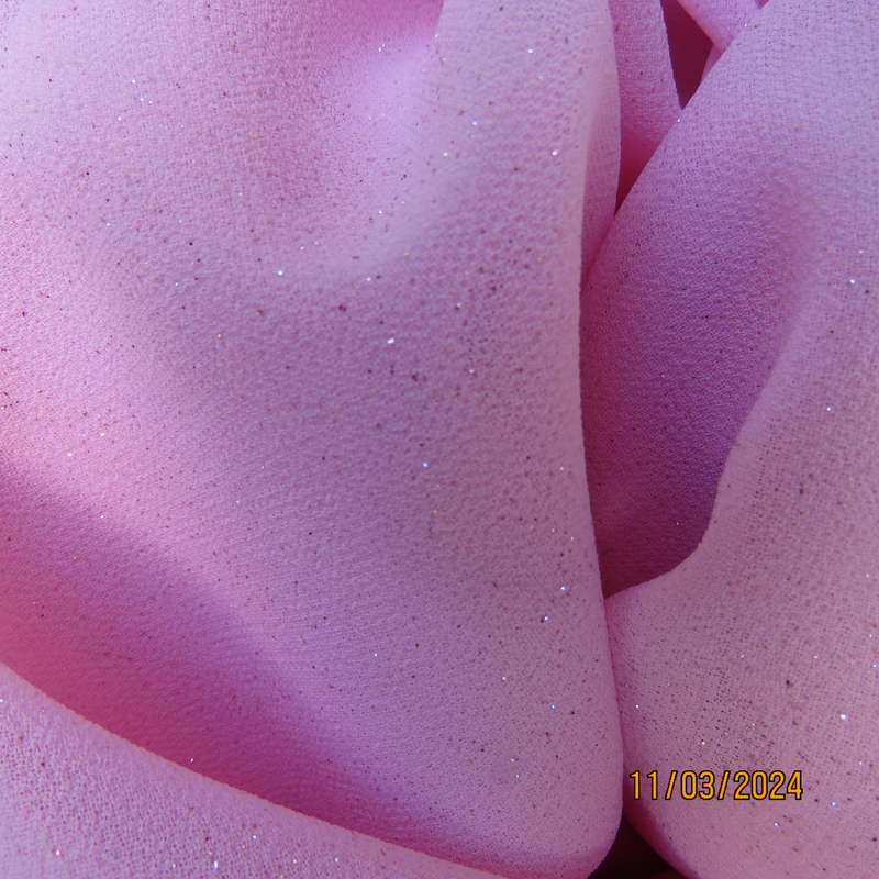 Boutique made A-Line pink textured glitter polyester lined long skirt. Size 40. As new