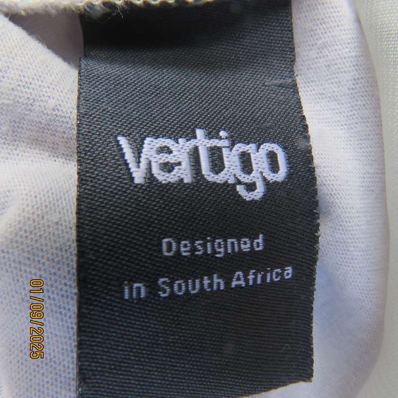 VERTIGO cool silver grey cotton dress. Thin adjustable straps. Sheer bottom frills.Size 32.As new.