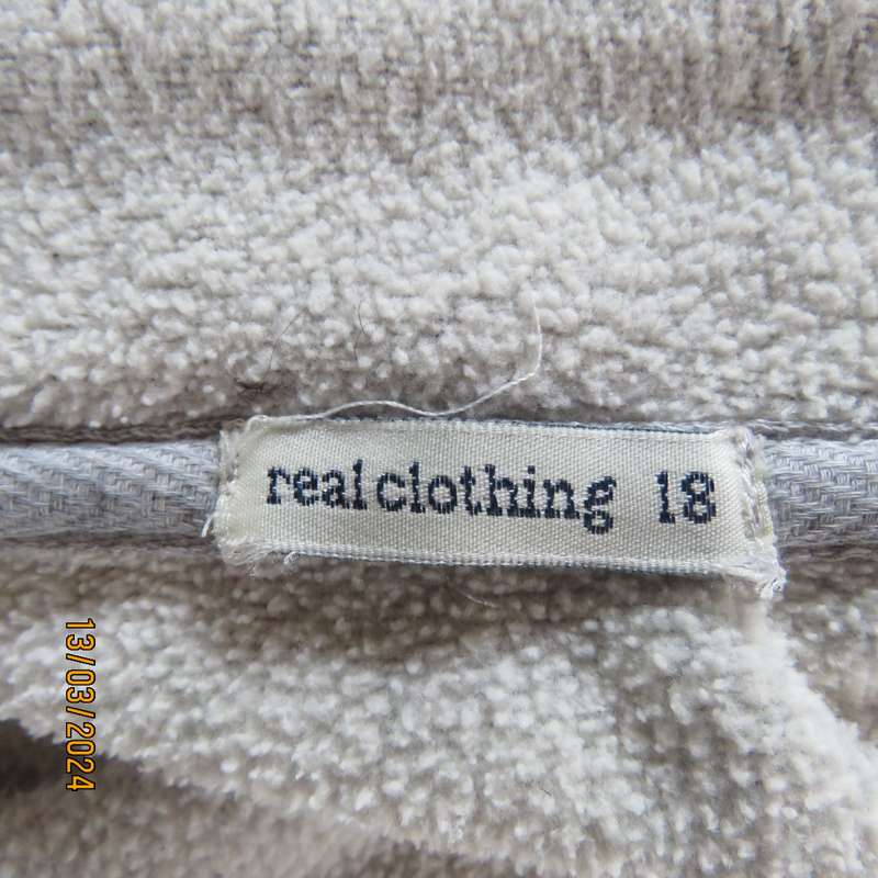 Silver grey - cream zip up warm brushed polyester long sleeve jacket. Size 42