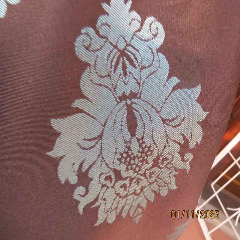 BOUTIQUE made brown brocade dress with light turquoise baroque design and underlayer.Size 36.As new
