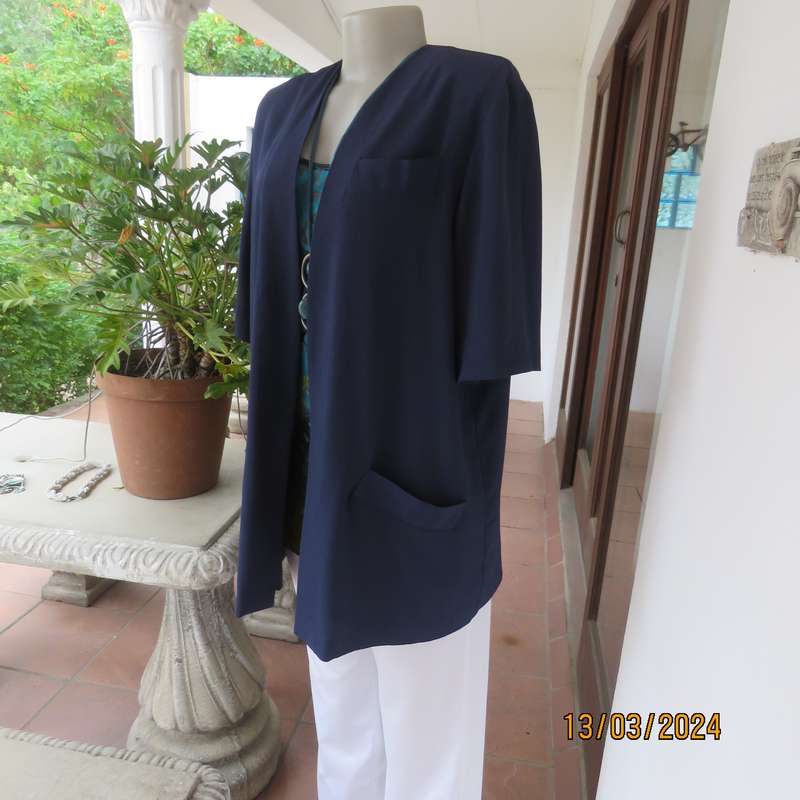 BER-WILHELM navy textured polyester short sleeve open hanging top-jacket size 40