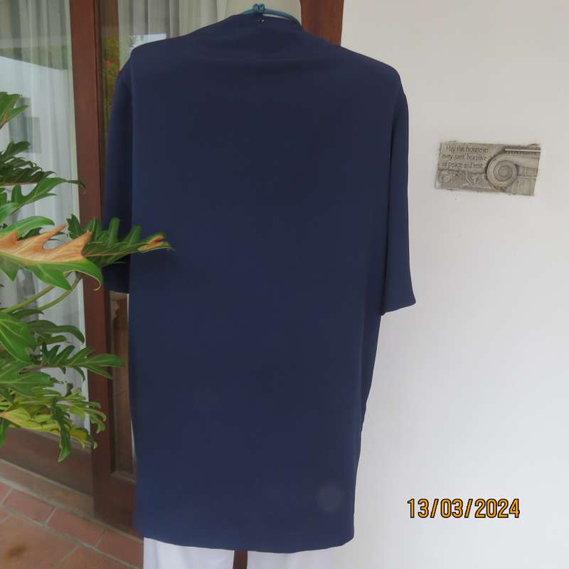 BER-WILHELM navy textured polyester short sleeve open hanging top-jacket size 40