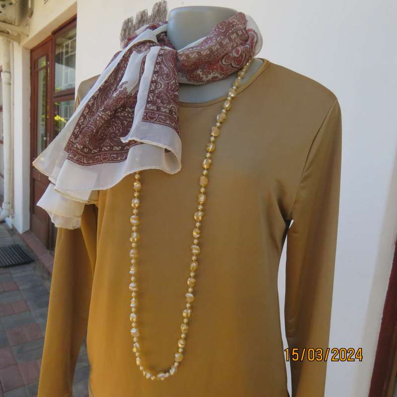 MENGSI gold colour stretch lycra long sleeve slip over top size 36. As new condition.