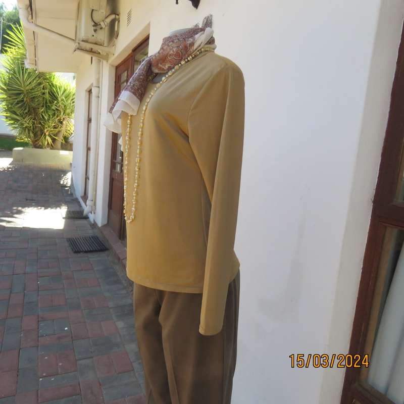 MENGSI gold colour stretch lycra long sleeve slip over top size 36. As new condition.