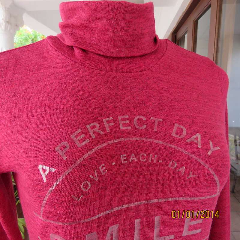 FRIENDS Inc dark magenta pink stretch polyester long sleeve poloneck top size 30.