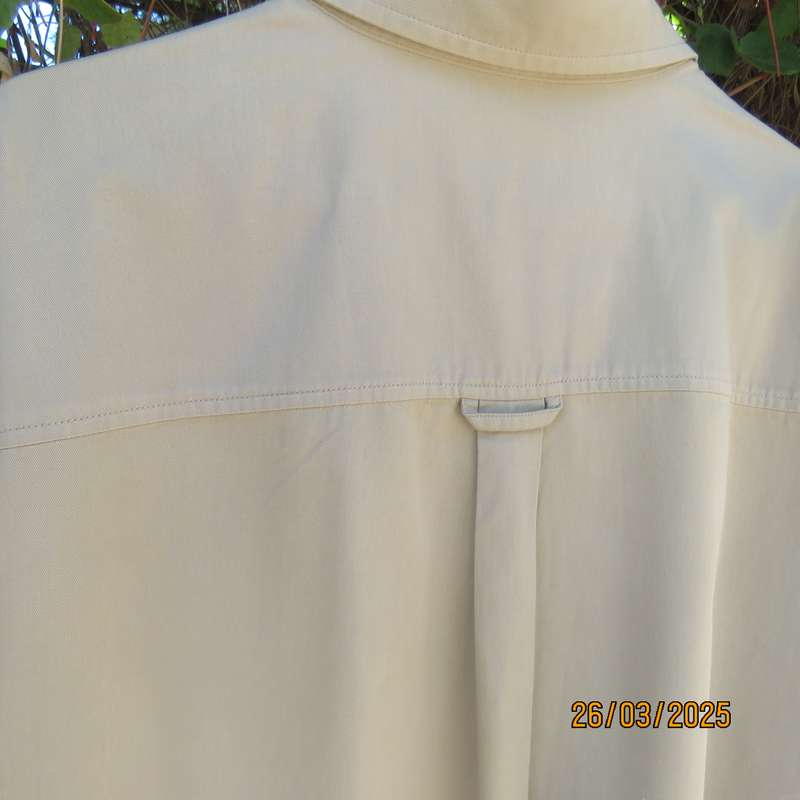 WOOLWORTHS dark beige short sleeve pure cotton men's shirt size large.