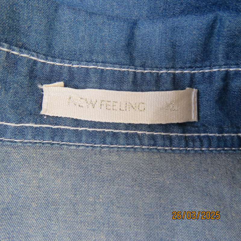NEW FEELING blue denim long sleeve shirt size 36. Cowboy style. As new